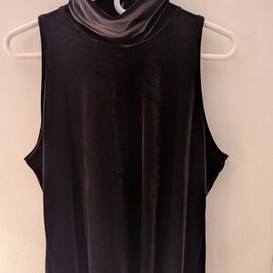 LAUREN Ralph Lauren Women's Black Velvet Sleeveless Turtleneck | Size XL